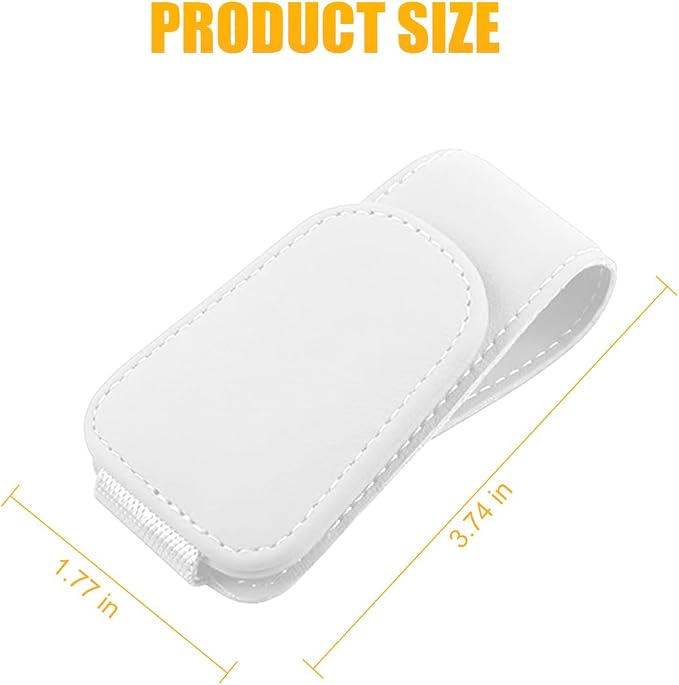 AICEL 2PCS Sunglasses Holders for Car Sun Visor, Magnetic Clip, White | Leather Eyeglasses Hanger Mounter, Magnetic Glasses Holder and Ticket Card Clip, Car Accessories, Universal Fit - Image 2