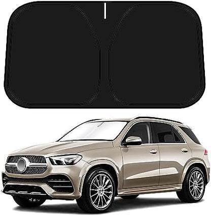 D-Lumina Windshield Sun Shade for 2020 2021 2022 2023 2024 2025 Mercedes GLE 350 450 Accessories, Front Window Sunshade Sun Visor Protector Block UV Rays Heat, Foldable 2 Layers 210T Material by D-Lumina