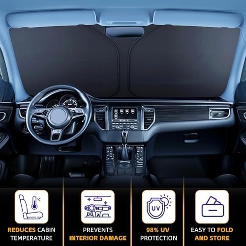 Windshield Sun Shade for Hyundai Elantra 2011-2016 Sunshade Front Window Shade Custom Fit Elantra Accessories Sun Visor Foldable Shade Blocks UV Rays Accessories - Image 6