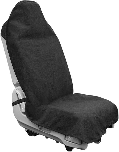 55.12 x 29.53 Inch Washable Towel Front Seat Cover, Black | soft anti-pilling cloth, neoprene grip dots, elastic straps, fits most cars, SUVs, and trucks, interior accessories by Unknown
