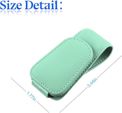 zipelo Magnetic Leather Sun Visor Sunglasses Holder Clip, Light Green | one-hand access, soft contact surfaces, stores glasses and cards, lightweight compact form, car interior accessories - Image 2