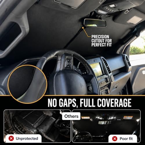 Large Windshield Sun Shade for Kia Telluride 2020-2025, 7-Layer Heavy-Duty & Blocks UV Rays, 3D Scanned Custom Fit, Keep Interior Cooler, Easy Storage & Foldable SUV Accessories, No Sagging - Image 3