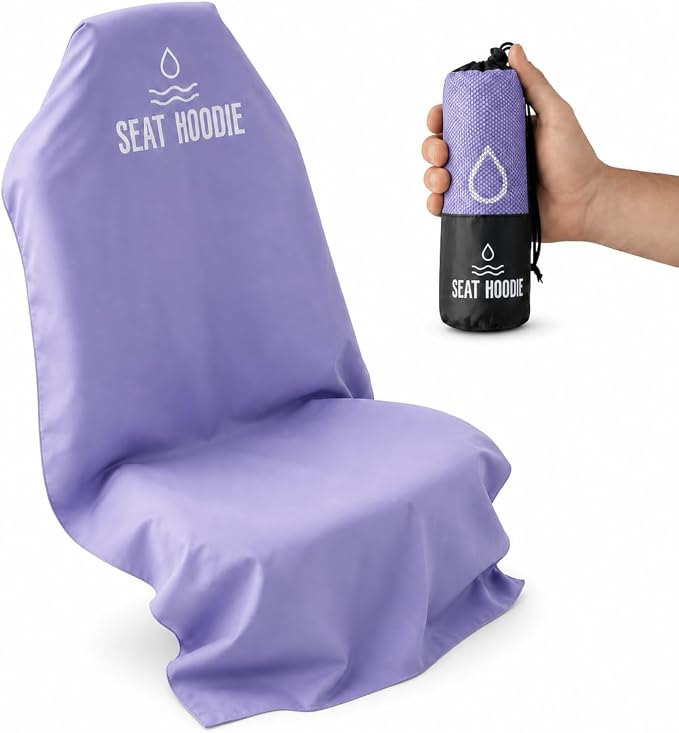 Premium Microfiber Car Seat Towel Cover (Taro Purple) | Keep Your Seats Clean & Dry - Machine Washable, Universal Fit Protects Against Sweat, Wet Gear & Sandy Beach Trips by SeatHoodie