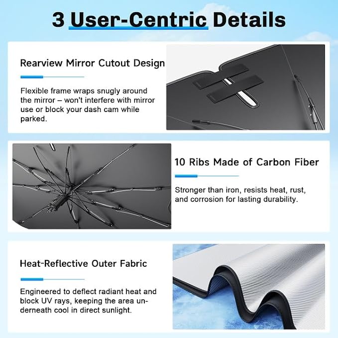 SXCY for 2026 Mazda CX5 Windshield Umbrella Sunshade [Easier Foldable] for 2026 Mazda CX5 Accessories 2026 CX-5 Sunshade Umbrella 2026 CX5 Windshield Umbrella Sun Shade - Image 5