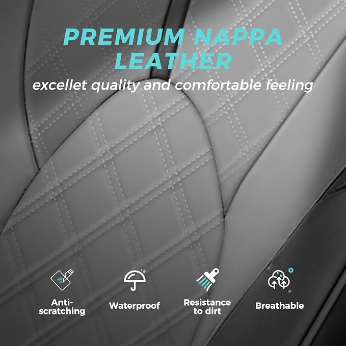 Custom Seat Covers for Toyota Highlander 2020-2024 8 Seats | black grey,faux leather, 2nd row 40/60 split bench, waterproof, breathable, airbag compatible, stain resistant - Image 4