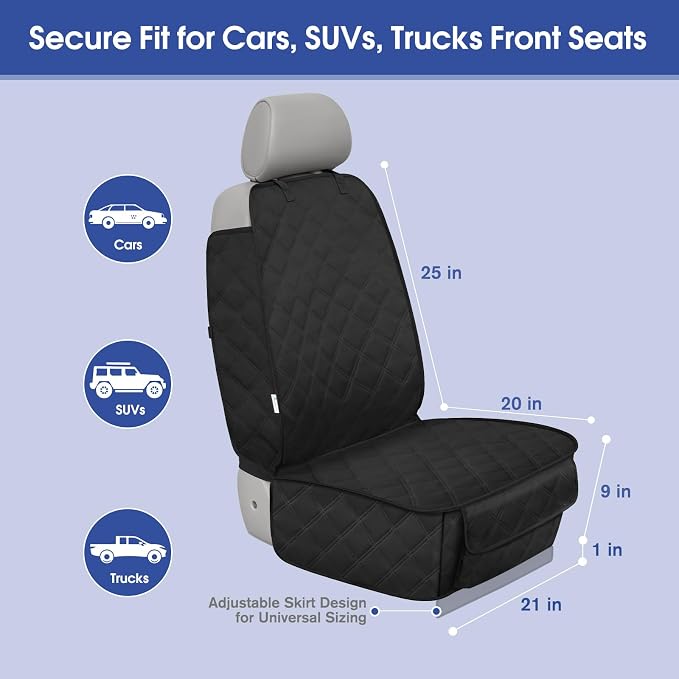 ALLANSING Front Seat Cover for Dogs with Side Flaps, Heavy Duty 900D Waterproof Seat Protector, Protects from Dirt & Scratches, for Pets & Daily Use, Fits Cars SUV Trucks Minivans (1-Pack) - Image 6