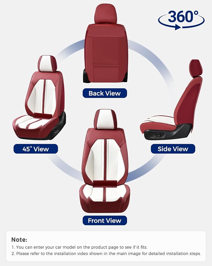 Huidasource Car Seat Cover, Luxury Faux Leather Seat Covers for Cars, Velcro Adjustable, with Airbags, Child Seat, Perforation Cooling＆Heating, Universal Fit for Most Cars Vans Trucks SUVs, Red＆White - Image 8