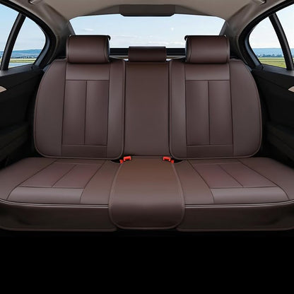 Coverado Rear Seat Covers for Cars, Back Seat Protector, Brown Back Seat Cover for Kids, 3-Pieces Waterproof Car Seat Cushion Nappa Leather Seat Cover for Back Seat Universal Fit for Most Cars by COVERADOAUTO