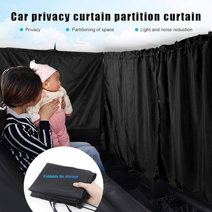 povtii 3PCS Car Window Shades, Auto Privacy Divider Curtain with 2 Rear Side Window Shades, Removable Vehicle Light Blocking Sunshades for Heat, UV Rays, Universal Car Accessories - Image 4