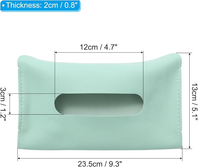 PATIKIL Car Tissue Holder, PU Leather Rectangle Napkin Paper Towel Dispenser Box Case with Elastic Strap for Car Sun Visor Seat, Blue - Image 2