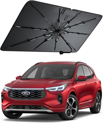 Windshield Sun Shade for Ford Escape/Mustang Mach-E 2001–2026, Foldable Umbrella Sunshade with 100% UV Block, Multi-Layer Heat Insulation, Reinforced 10-Rib Frame, Keeps Car Cooler by Amadaw