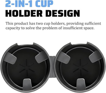 Car Double Cup Holder Expander, 2 in 1 Multifunctional Vehicle Cup Holder Adapter with Adjustable Base, Auto Drink Bottles Extender Organizer, Universal for SUV Automobile Truck (Black) - Image 3