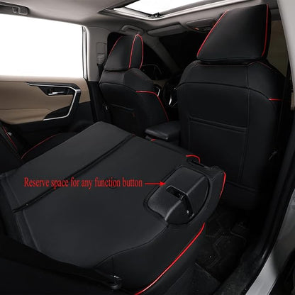 EKR Car Challenger Seat Covers 2015-2023,Leatherette Full Set | Custom Fit for Dodge Challenger 2015 2016 2017 2018 2019 2020 2021 2022 2023 -Faux Leather(Black with Red Piping) - Image 3