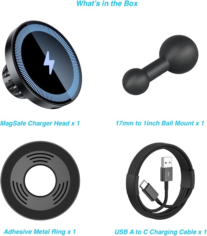 Magnetic Wireless Charging Phone Holder with 1” Ball for MagSafe | [Heavy-Duty] 1 inch Ball Mount for MagSafe Charger Compatible with RAM Mounts Double Socket Arm - Image 7
