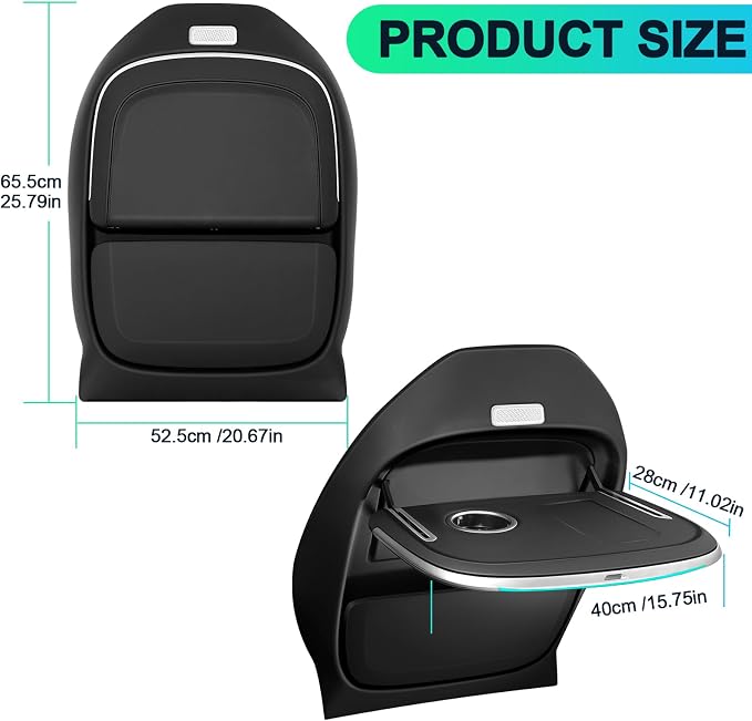 Tray Table for Tesla Model Y Model 3, Folding Seat Back Food Tray for Tesla | Premium Leather Tesla Table, Ambient Lighting,Adjustable Tray Angles, Tesla Seat Back Tray Table Desk for Food Eating, Laptop - Image 8