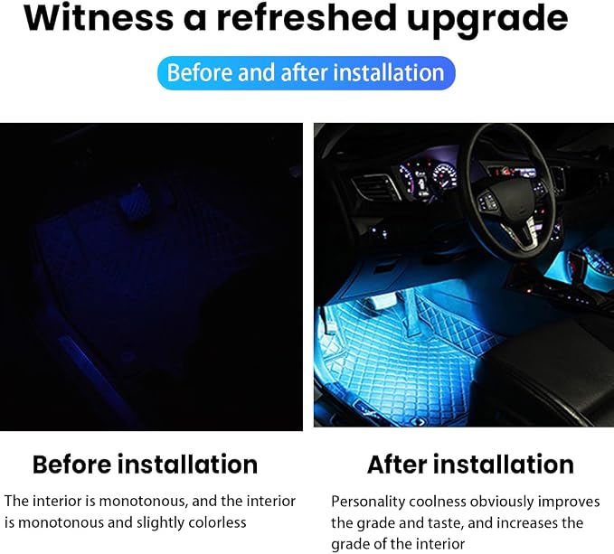 BESULEN Car Interior LED Lights, Neon Light Kit with USB Port, RGB | 4 in 1 Car Ambient Neon Light Kit with USB Port, Interior LED Atmosphere Lights, Decoration for Car Home Garden Party - Image 3