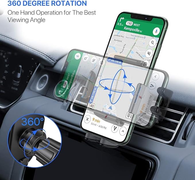 miracase Phone Holders for Your Car with Metal Hook Clip, Air Vent Cell Phone Car Mount, Hands Free Universal Automobile Cradle Fit for iPhone Android and All Smartphones, Classic Black - Image 4