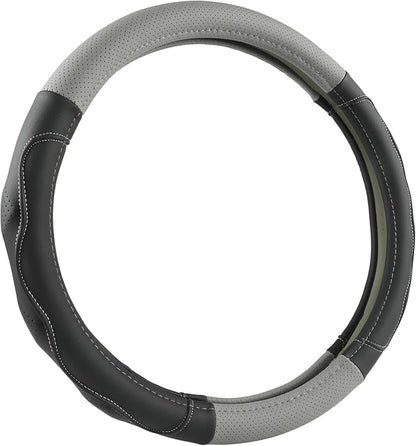 West Llama 3D Texture Steering Wheel Cover for Toyota, Anti-Slip Design, Premium Leather, Custom Fit for 14.5-15 inch, Stylish Interior Decoration(Gray+Black-Standard Size) - Image 6