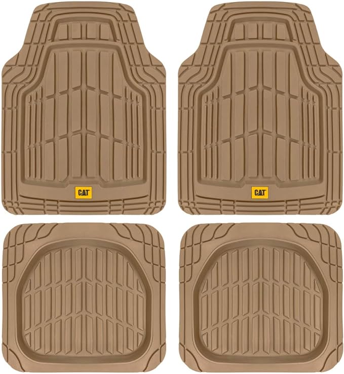 Cat® ToughRide™ Heavy-Duty 3 Piece Rubber All Season Floor Mats for Car Truck Van SUV, Black - Premium Trim to Fit Cars Floor Mat, All Weather Deep Dish Automotive Floor Mats, Total Dirt Protection by Unknown
