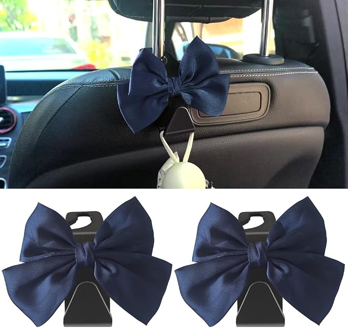 2-Pack Car Seat Headrest Hooks, Handbag Hangers, Dark blue | Storage organizer for handbags, clothes, coats and grocery bags; practical interior accessory for most cars and SUVs by Unknown