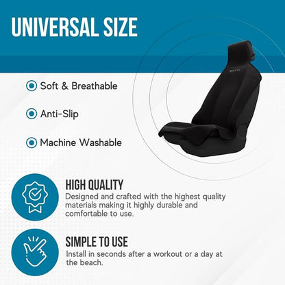 DryvaSeat - Premium Microfiber Towel Car Seat Cover - Waterproof & Sweatproof - Universal Fit, Machine Washable, Non-Slip - Seat Protector for Car, Truck, SUV, Van (Shadow Black, 1 Pack) - Image 4