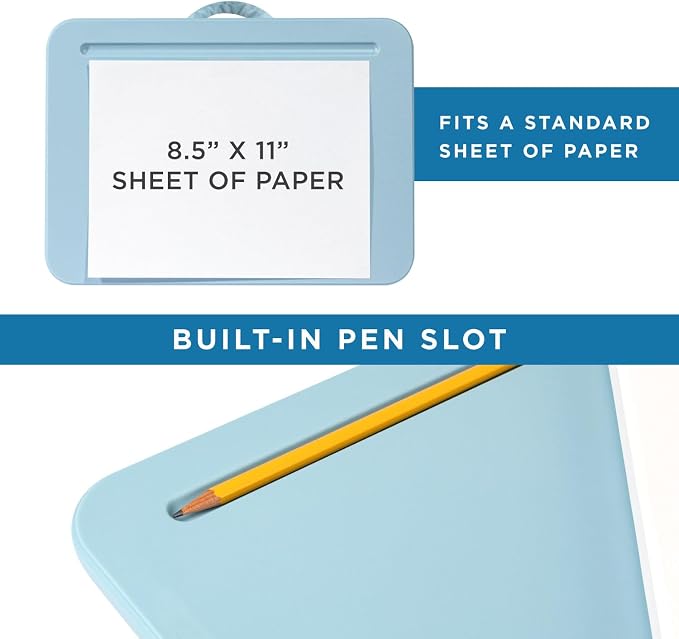 LAPGEAR Compact Lap Desk – Sky Blue, Fits 14" Laptops | Microbead Cushion, Built-In Pencil Slot, Carry Handle, Fits Standard Letter-Size Paper (8.5" × 11") - Image 4