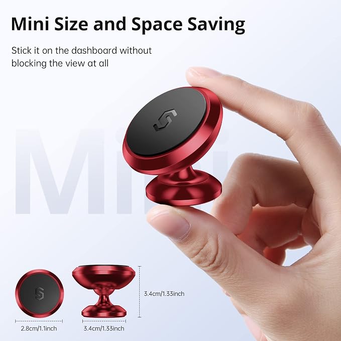SYNCWIRE Magnetic Car Phone Holder for Dashboard, 360° Adjustable Strong Magnets Cell Phone Car Mount Compatible with iPhone, Samsung, Android - Red | 360° Rotation, Strong Magnets, Reliable Adhesive, All Metal Car Mount Compatible with iPhone, Samsung... - Image 4