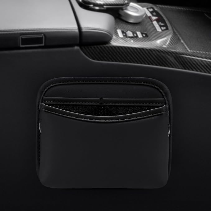 Accmor Car Seat Side Pocket Organizer, PU Leather Pouch Bag for Car Seat, Door, Window, Console, Registration Wallet Cards Trash Phone Sunglasses Holder Pocket for Auto - Image 5