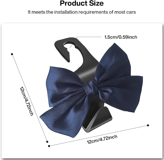 2-Pack Car Seat Headrest Hooks, Handbag Hangers, Dark blue | Storage organizer for handbags, clothes, coats and grocery bags; practical interior accessory for most cars and SUVs - Image 3