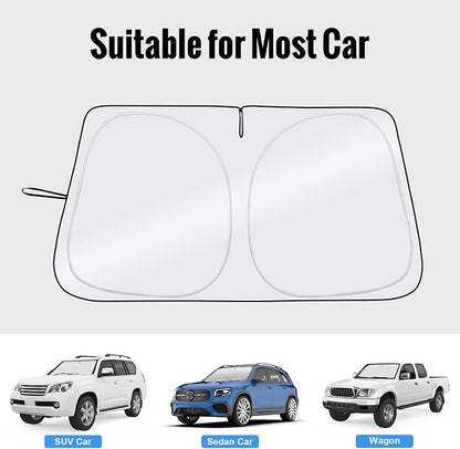 Car Windshield Sun Shade UV Reflector Foldable Front Window SUV | Blocks 98% UV Rays,Keep Interior Cool,Universal Fits Hatchback,Truck,MPV,Storage bag,57"L x 31.5"W,Car Summer Accessories - Image 7