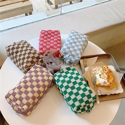 Checkered Makeup Bag for Purse, Small Travel Cosmetic Pouch,Purple,2 Pack | Cute Zipper Makeup Organizer for Women, Travel Essentials, Toiletries, Makeup Brushes, Beauty Accessories&Bridesmaid Gifts - Image 5