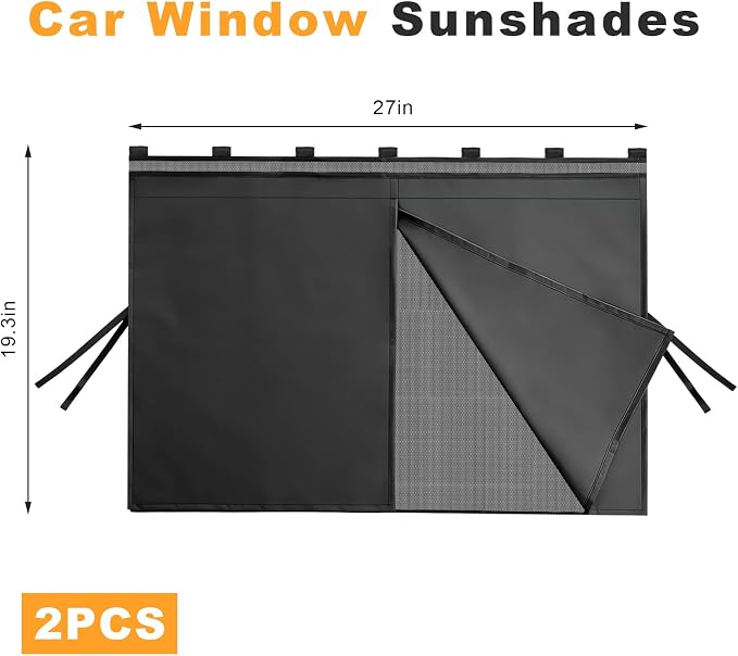 2 PCS Car Window Shades, Magnetic Auto Back Window Curtain Privacy Sunshade for UV Protection, Double Layer & Fully Open Windows Sun Shade Covers for SUV Sedan Truck - Image 2