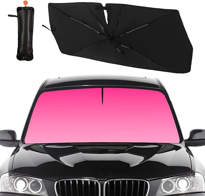 Colorful Car Windshield Sunshade Umbrella Sun Shade Umbrella for Car Foldable Windshield Umbrella Block UV Rays Heat Keep Vehicle Cool for Cars SUV 57"x30" by PZTZH