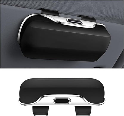 Zipelo 7.09 x 2.56 Inch Car Sun Visor Sunglasses Case, Black | ABS construction, push-bounce opening, clip-on mounting, holds eyewear tickets and cards, car interior accessories by zipelo
