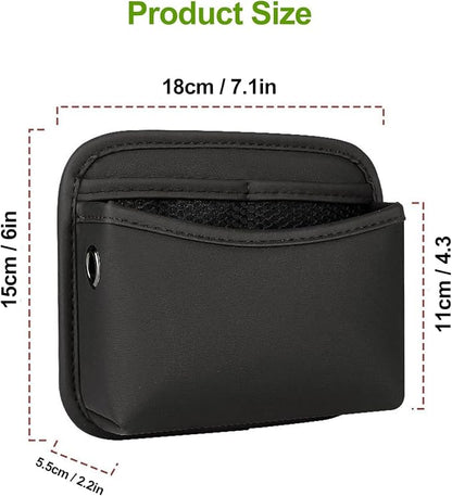 Car Seat Side Pocket Organizer - PU Leather Auto Door Console Mini Storage Bag for Keys, Phone, Sunglasses, Registration, and Documents (Black) - Image 3