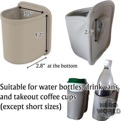 Large PU Leather Car Door Cup Holder Clip On or Hook Style Drink Holder Seat Side Hanging Storage Pocket for Water Bottle Coffee Cup Rear Back Seat Organizer (Hook, Gray) - Image 4