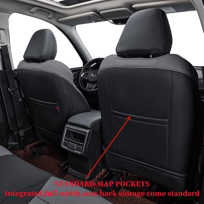 Car Seat Covers for 2009-2013 Subaru Forester,Rear w/Armrest,Faux Leather | Full Set Suv Seat Cushion,Easy Installation,Factory Look,Waterproof Car Seat Protector (Black/Gray) - Image 4