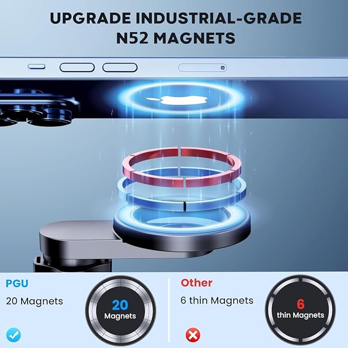 Car Phone Holder for Magsafe [3700gf Magnetic] 360° Adjustable Cell Phone Mount, Phone Holders for Your Car Accessories Pad Phone Holder for iPhone 17-12 Series - Image 2