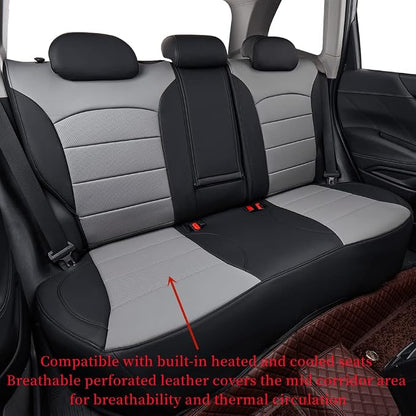 coverdream Car Seat Covers for 2019-2023 Hyundai Santa Fe,5 Seats Full Set | For 2019-2023 SE,SEL Driver Captain Seat No Legrest, 4/6 Split Rear & Center Armrest, Faux Leather (Black/Gray) - Image 2