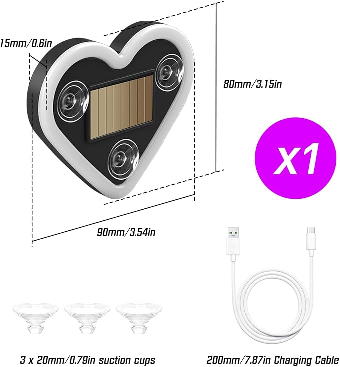 Car Window Wireless LED Ambient Light Solar Powered Love Heart Shaped Neon Lamp for Night Driving Interior Decor Accessories Romantic Gift for Women Girl Couples-Red - Image 7