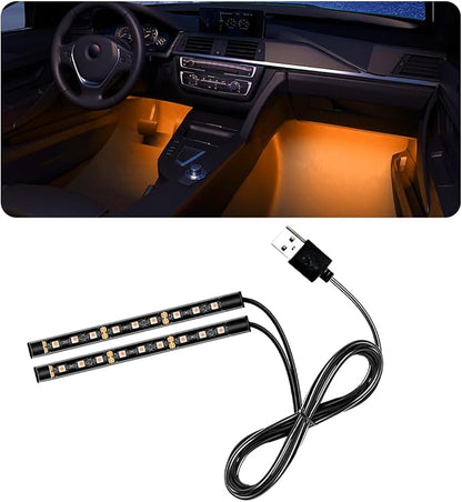 povtii Car LED Strip Light, 24 LED RGB Auto Under Dash Interior Atmosphere Lights, USB Vehicle Decorative Lamp Ambient Night Light Strip, Lighting Kit Car Accessories (Orange) by povtii