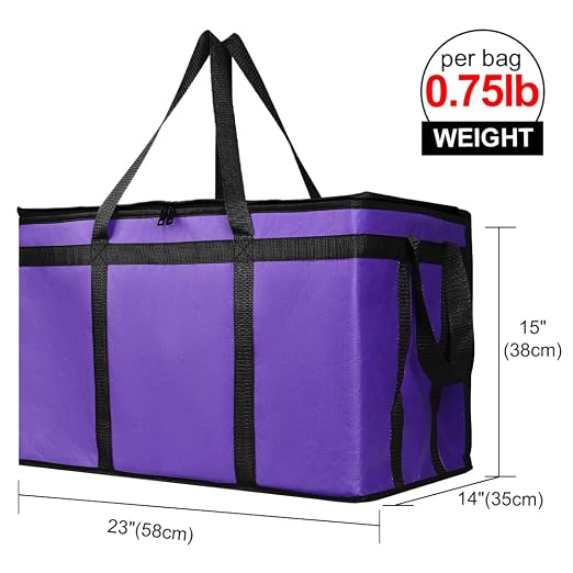 Bodaon 2-Pack Insulated Food Delivery Bag, XXX-Large Meal Grocery Tote Insulation Bag for Hot and Cold Food, Commercial Cooler/Thermal Shopping Bags, Large Capacity Reusable Warming Bag, Purple - Image 2