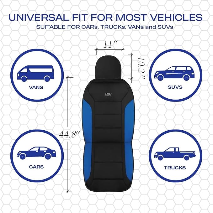 Skechers Memory Foam Car Seat Covers, Lycra Fabric Seat Covers, Car Seat Covers Front Seats Airbag Compatible, Automotive Comfort Protection for Most Cars,Trucks, SUVs,Blue - Image 5