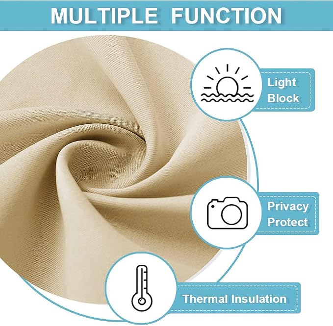 RYB HOME Cafe Curtains 24 inch Length, RV Camper Window Curtains | Short Small Half Window Tiers,Privacy,Thermal Insulated,Light UV Heat Blocking,Rod Pocket,W29 x L24,Biscotti Beige,2 Panels - Image 6