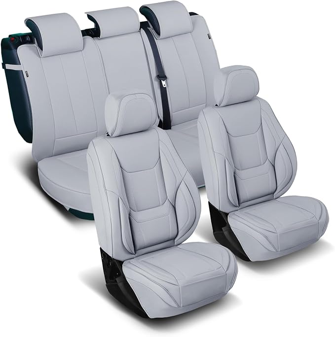 Coverland Premium Car Seat Covers Full Set Waterproof Interior Protector | Airbag Compatible Non-Slip Seat Cover for ILX, TLX, Accord, Legacy, Crown [Full set Gray - Size Chart X79] by Coverland