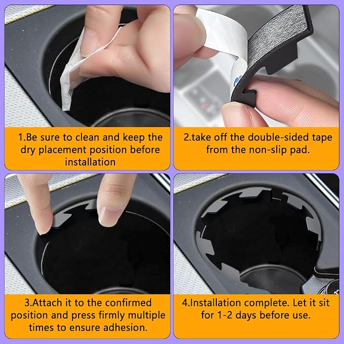 6PCS Silicone Car Cup Holder Insert with Arc Leaf Design, Car Cup Holder Expander, Silicone Self-Adhesive Cup Holder Stabilizer, Anti-Shake Auto Water Bottle Stabilizers for Most Vehicles - Image 5