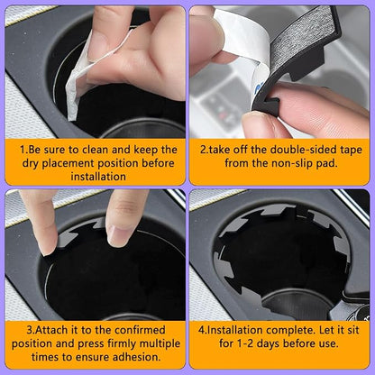 6PCS Silicone Car Cup Holder Insert with Arc Leaf Design, Car Cup Holder Expander, Silicone Self-Adhesive Cup Holder Stabilizer, Anti-Shake Auto Water Bottle Stabilizers for Most Vehicles - Image 5