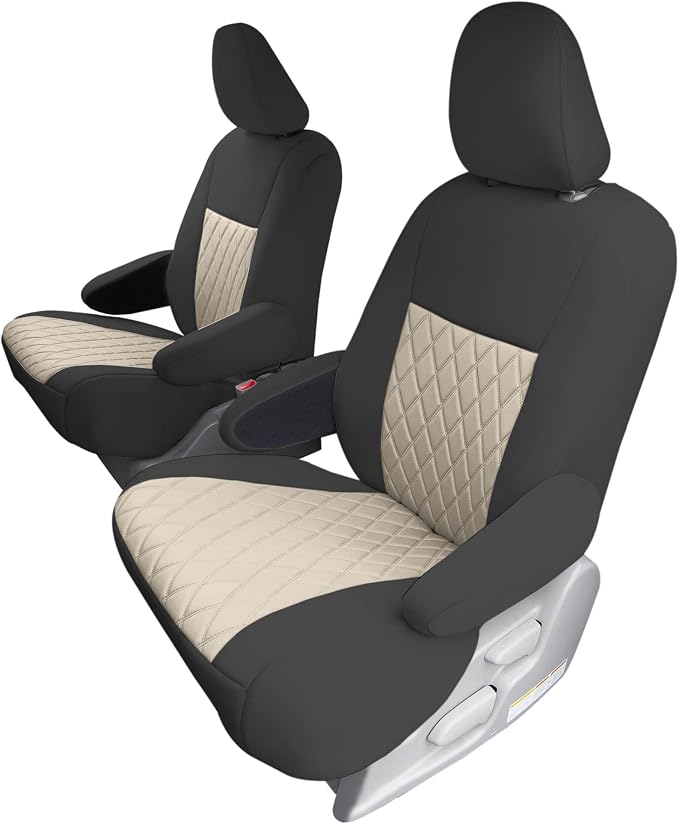 FH Group Custom Fit Car Seat Covers Specifically Made for 2011-2020 Toyota Sienna 7 Seater with Ultraflex Neoprene Water Resistant Automotive Seat Covers - 2nd Row Beige by FHGroup