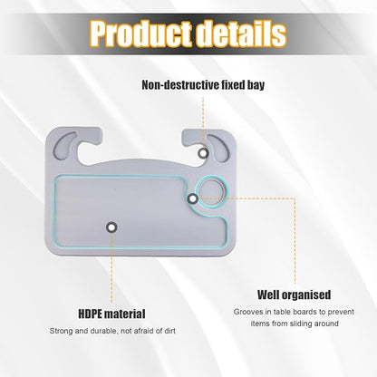 Dickno Car Steering Wheel Desk, Multipurpose Auto Steering Wheel Tray with Drink Holder, Steering Wheel Food Tray for Eating, Universal Vehicle Travel Accessories for Constant Travelers (Gray) - Image 3
