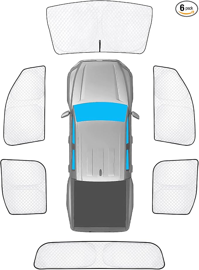 KMF Car Sun Shades for Toyota Tacoma Double Cab 2024 2025 2026 Accessories,Thickened Full Car Window Covers Sunshade for Windshield Side Rear, UV Block and Blackout Privacy for Camping Outdoor 6pcs by KMF